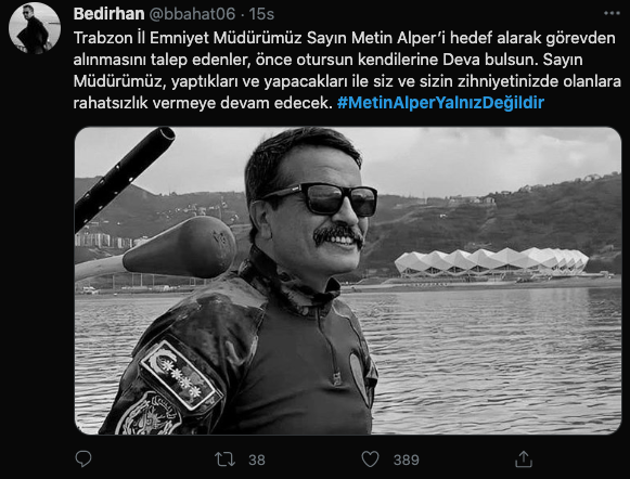 Trabzon Emniyet Müdürü Metin Alper'e destek çığ gibi büyüyor! Türkiye ayağa kalktı