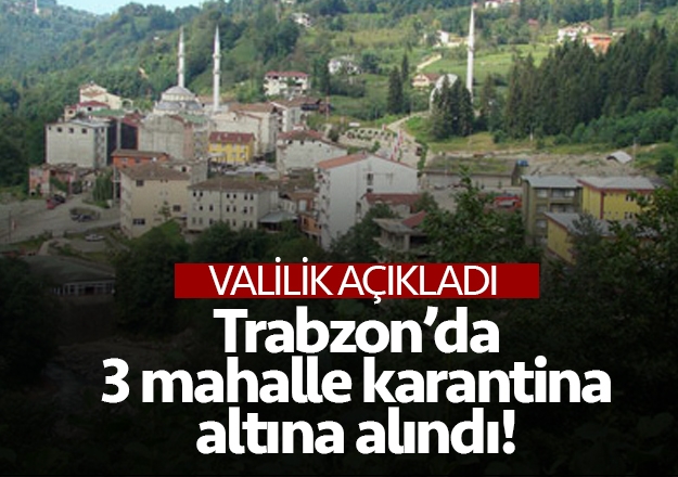 Trabzon'da 3 mahalle karantina altına alındı! Valilik açıkladı